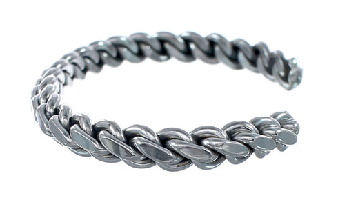 Navajo Genuine Twisted Sterling Silver Cuff Bracelet AX126323